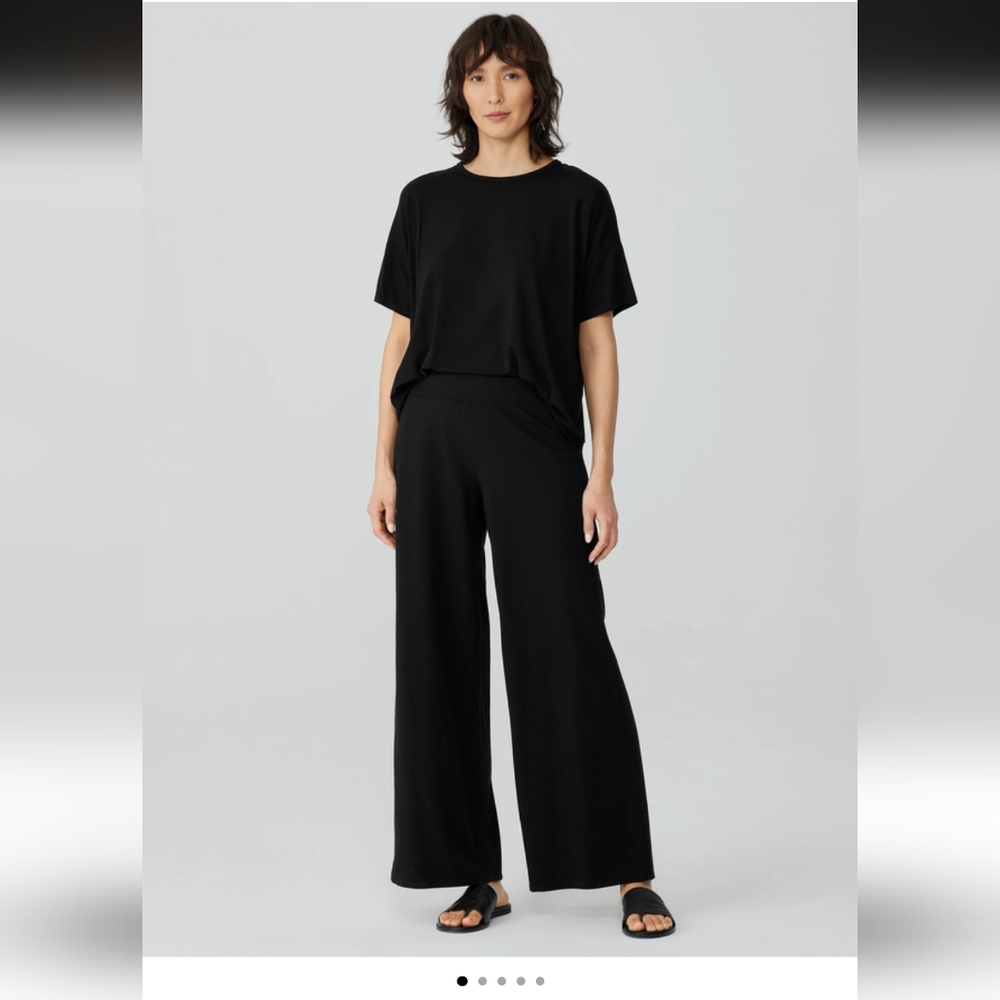 Eileen Fisher Traceable Cotton Jersey Wide Leg Pant